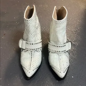 Studded White Ankle Boots