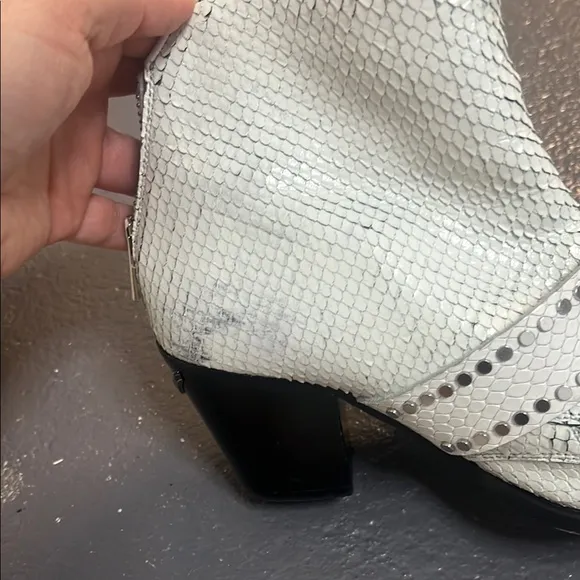 Studded White Ankle Boots