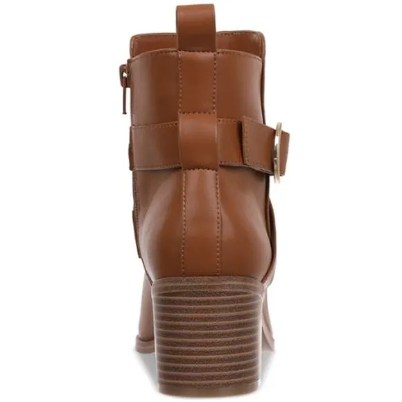 Style &amp; Co Rosaliee Belt Booties in Cognac Brown New Size 6.5