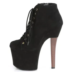 Suede Platform Lace Up High Heel Ankle Boots