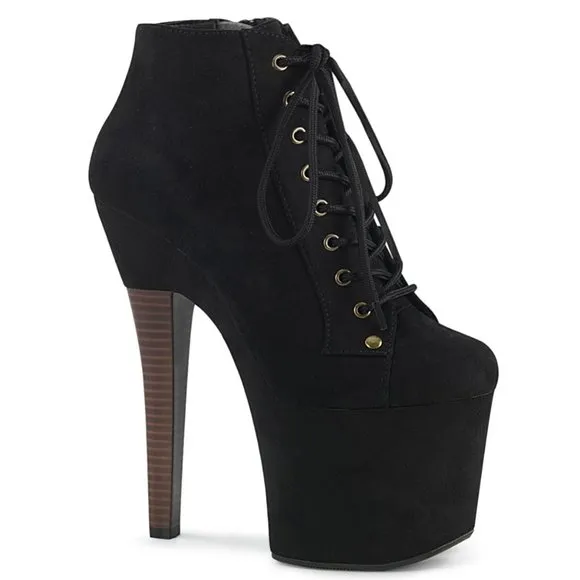 Suede Platform Lace Up High Heel Ankle Boots