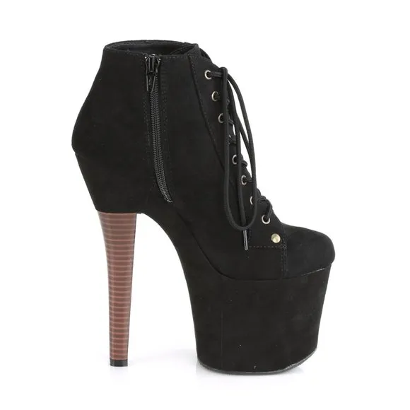 Suede Platform Lace Up High Heel Ankle Boots