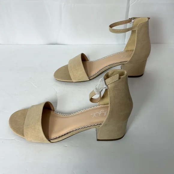 SUGAR women’s Noelle low two piece block, heel sandal.  Ankle strap sandals.