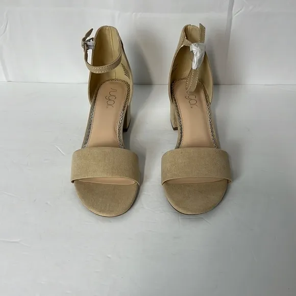 SUGAR women’s Noelle low two piece block, heel sandal.  Ankle strap sandals.
