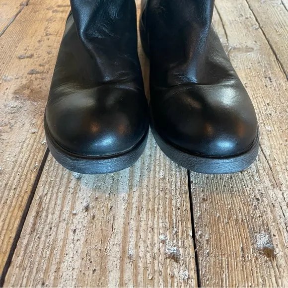 Sundance Lace Up Back Black Leather Tall Knee High Riding Boots Size40 US9-9.5