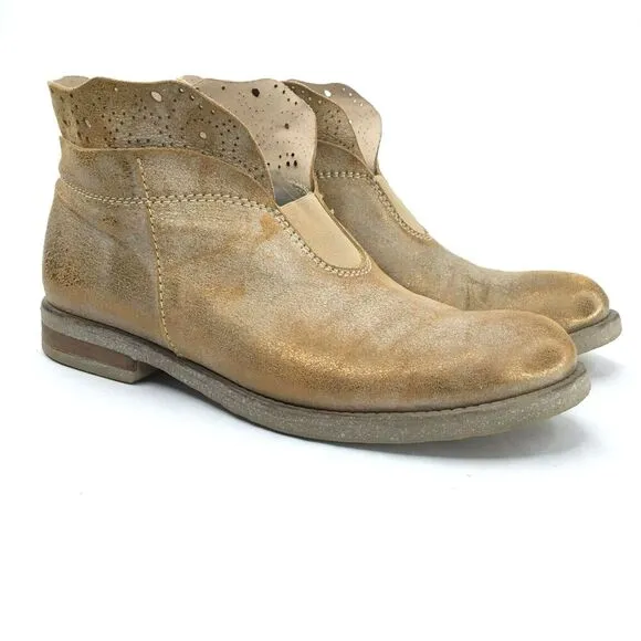 Sundance Womens Stargazer Ankle Boots sz 36 Gold Dust BOHO Fairy Laser Cut Italy