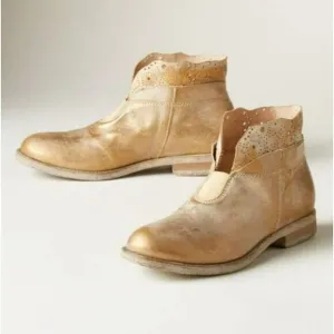 Sundance Womens Stargazer Ankle Boots sz 36 Gold Dust BOHO Fairy Laser Cut Italy