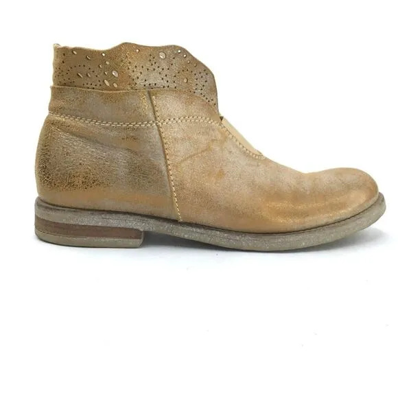 Sundance Womens Stargazer Ankle Boots sz 36 Gold Dust BOHO Fairy Laser Cut Italy