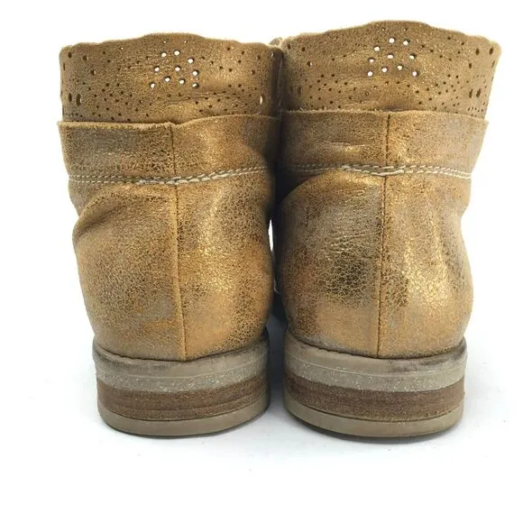 Sundance Womens Stargazer Ankle Boots sz 36 Gold Dust BOHO Fairy Laser Cut Italy