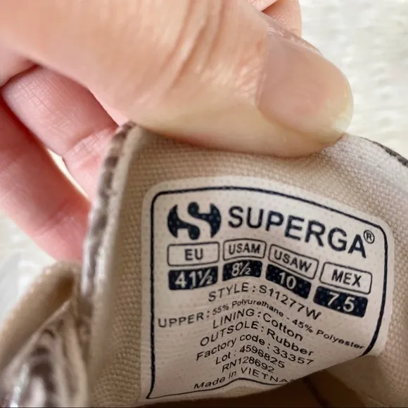 SUPERGA 2790 Taupe Snakeskin Platform Sneakers NWT 10 Animal Print