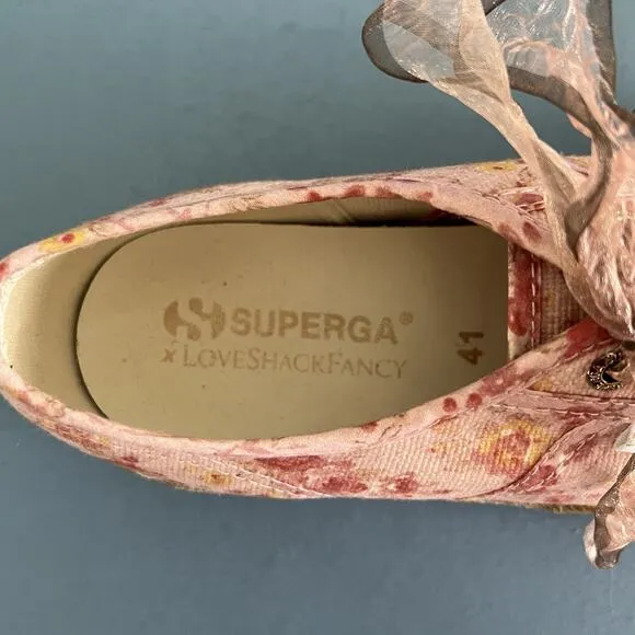 Superga x LoveShackFancy 2730 Tokyo Pink Floral Espadrille Platform Sneakers