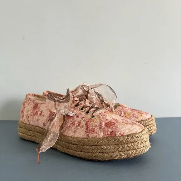 Superga x LoveShackFancy 2730 Tokyo Pink Floral Espadrille Platform Sneakers