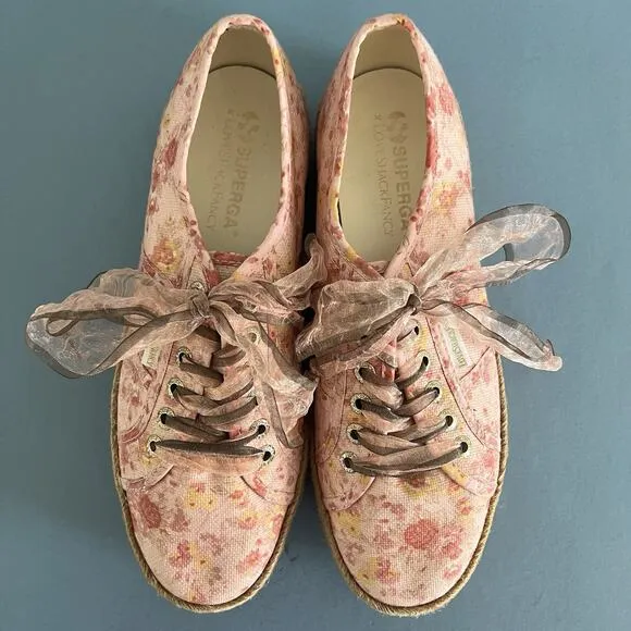 Superga x LoveShackFancy 2730 Tokyo Pink Floral Espadrille Platform Sneakers