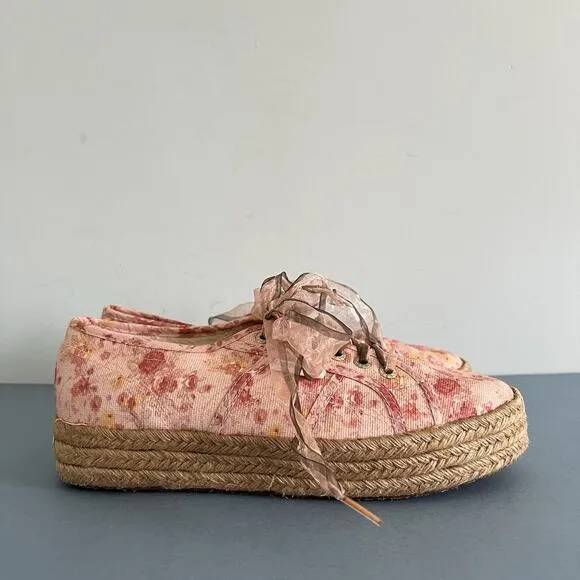 Superga x LoveShackFancy 2730 Tokyo Pink Floral Espadrille Platform Sneakers