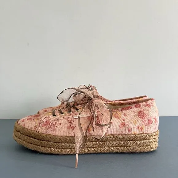 Superga x LoveShackFancy 2730 Tokyo Pink Floral Espadrille Platform Sneakers