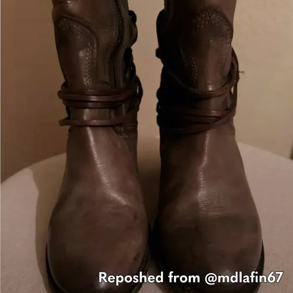Sz 8 Freebird COAL Tall Knee High Lace Grey /Brown Leather Boots. Item # 21475