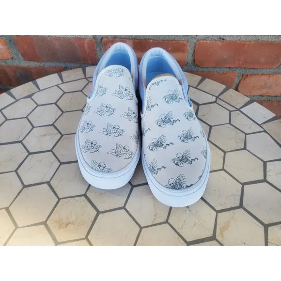 Sz 9 Vans Men Classic Slip On Love You To Death Skelaton Shoes Rare Halloween