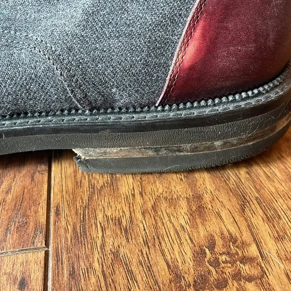 TAFT The Jack in Grey &amp; Oxblood Wool Casual Boots Size 12 US 45 EU