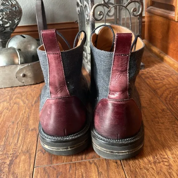 TAFT The Jack in Grey &amp; Oxblood Wool Casual Boots Size 12 US 45 EU