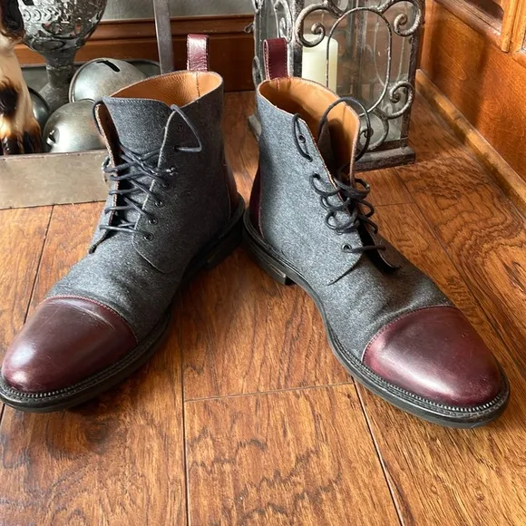 TAFT The Jack in Grey &amp; Oxblood Wool Casual Boots Size 12 US 45 EU