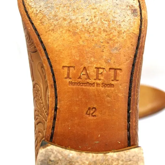 Taft The Monaco Embossed Tooled Leather Shoes Size 42 EU/9 US Slip-on Loafers