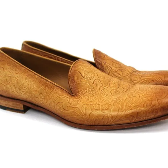 Taft The Monaco Embossed Tooled Leather Shoes Size 42 EU/9 US Slip-on Loafers