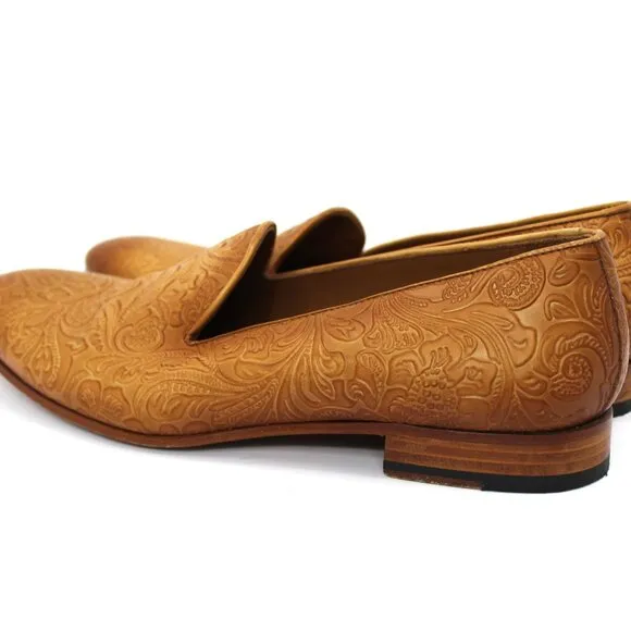 Taft The Monaco Embossed Tooled Leather Shoes Size 42 EU/9 US Slip-on Loafers