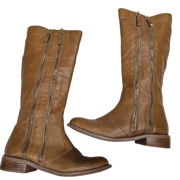 Tahari Andy Double Zipper Leather Boots