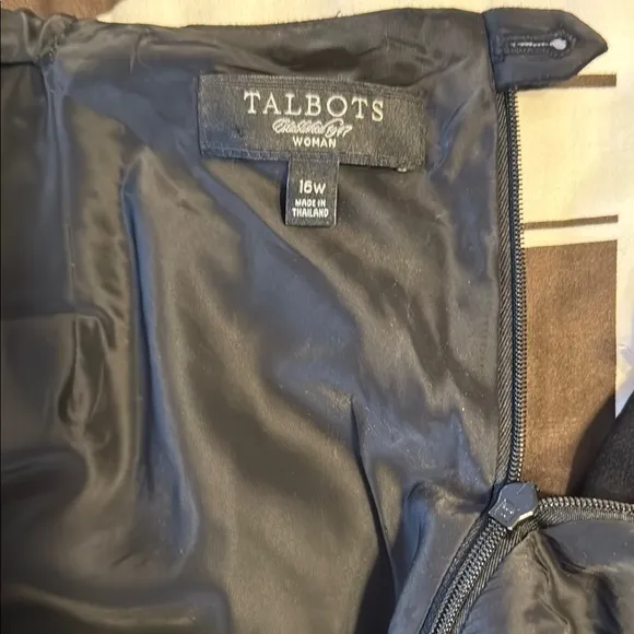 TALBOTS 16W Black Fully Lined Wool Skirt