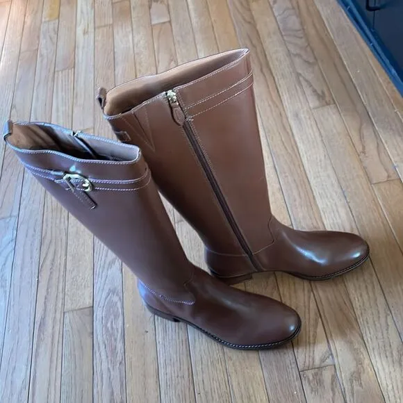 Talbots Leather Tish Tie Equestrian Inspired Ladies Tall Boots