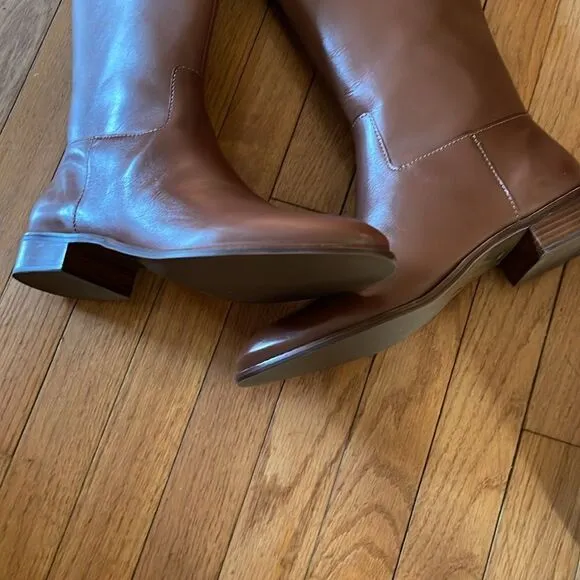 Talbots Leather Tish Tie Equestrian Inspired Ladies Tall Boots