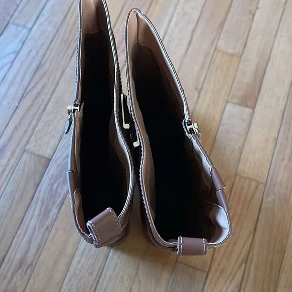 Talbots Leather Tish Tie Equestrian Inspired Ladies Tall Boots