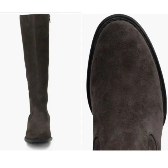 Tall Leather Boots | Side Zip, Lace Up, Regular Calf, | Børn, Size 6 Suede NEW