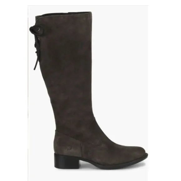 Tall Leather Boots | Side Zip, Lace Up, Regular Calf, | Børn, Size 6 Suede NEW