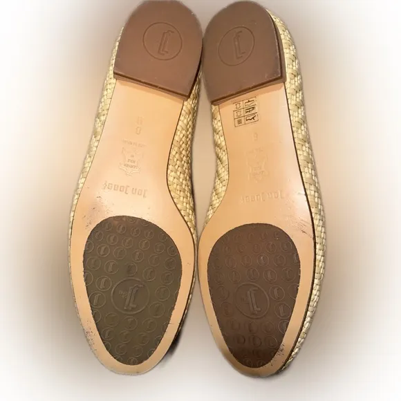 Tan Woven Flats with Raffia Texture from Spain