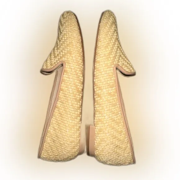 Tan Woven Flats with Raffia Texture from Spain