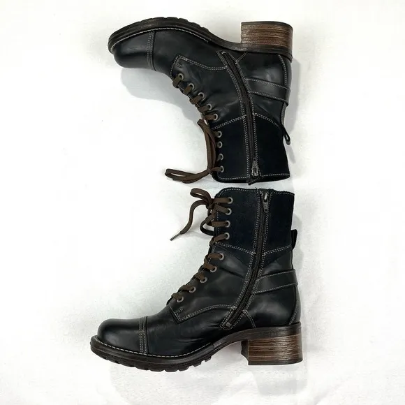 Taos Crave Leather Lace Up Combat Boots Women's Size 38/US 7-7.5 Black