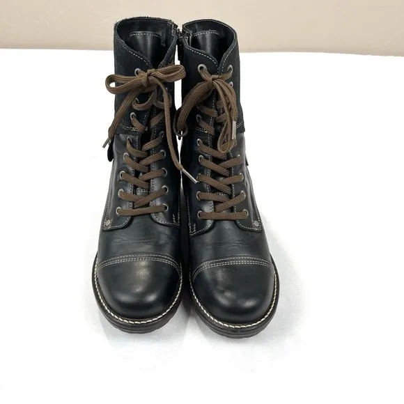 Taos Crave Leather Lace Up Combat Boots Women's Size 38/US 7-7.5 Black