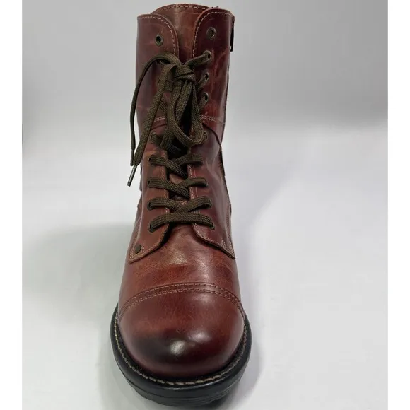 Taos Leather Boots Ankle Lace Up Buckle Accent Brown Womens 9.5 Combat Style‎
