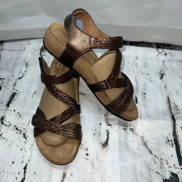 Taos Trulie Braided Leather Sandals - Bronze 9-91/2