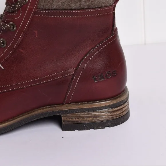Taos Women’s Cutie Red Leather Ankle Lace Up Boots size 5.5