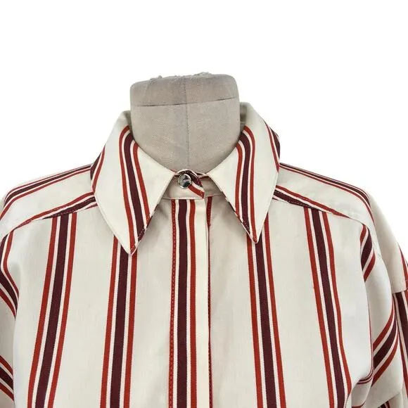 Ted Baker Kaate Shirt Dress With Waist Tie Cream Red Stripe Size 1 US 4