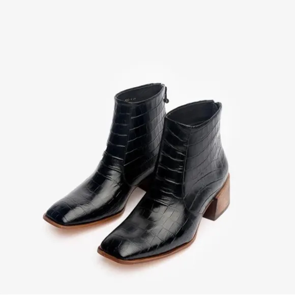 Teresa Crocodile boots Black leather size 38