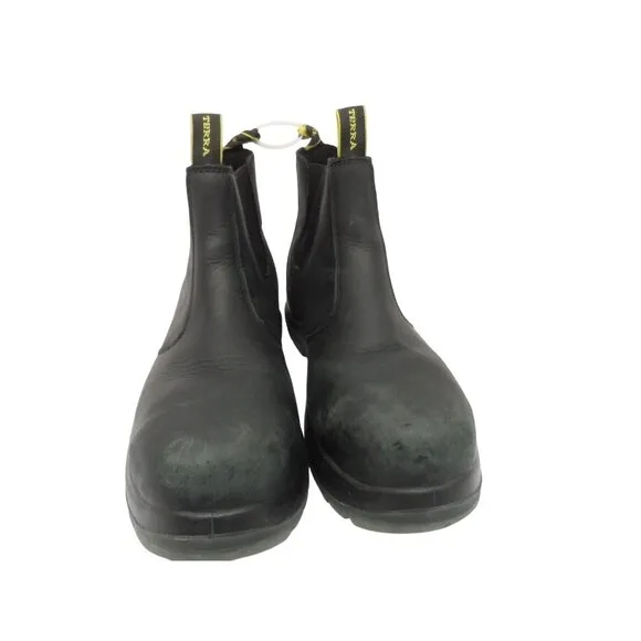 Terra Mens Black Steel Toe Slip-On Work Boots Size 9.5W