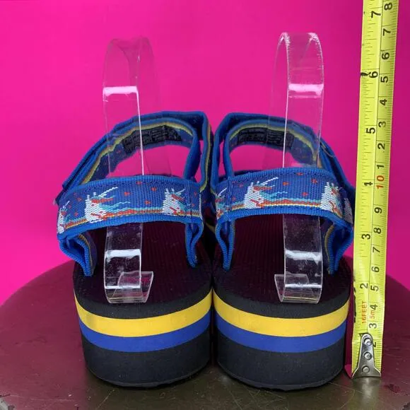 Teva Flatform Universal Sandal - Dark Blue, Unicorn Print Sz 10