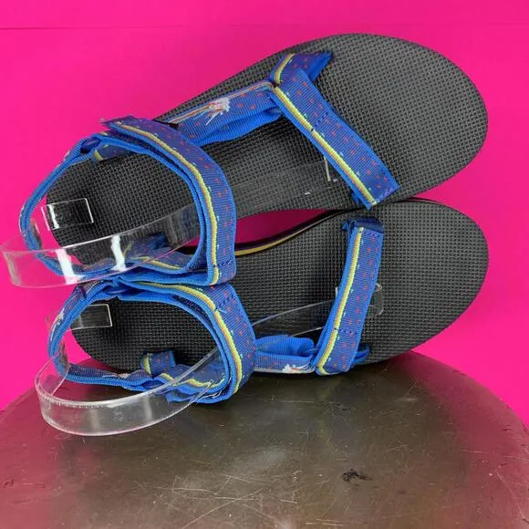 Teva Flatform Universal Sandal - Dark Blue, Unicorn Print Sz 10