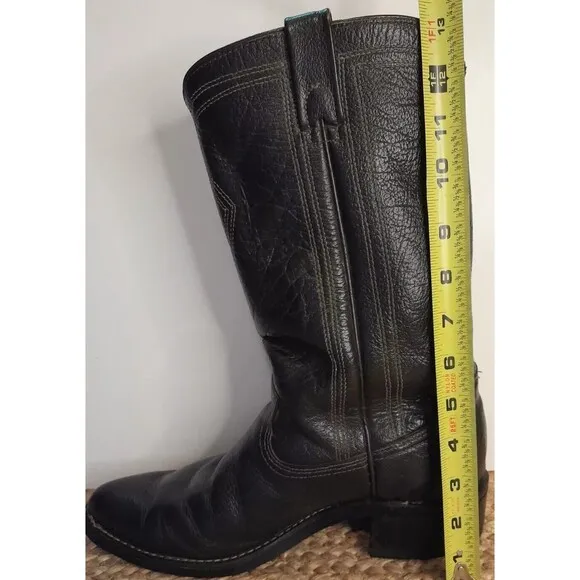 TEXAS Boot Co. Size 8.5 D Black Water Buffalo Western Work Boots Waterproof USA