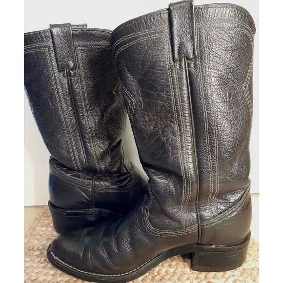 TEXAS Boot Co. Size 8.5 D Black Water Buffalo Western Work Boots Waterproof USA