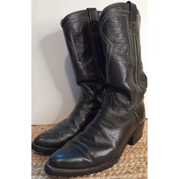 TEXAS Boot Co. Size 8.5 D Black Water Buffalo Western Work Boots Waterproof USA