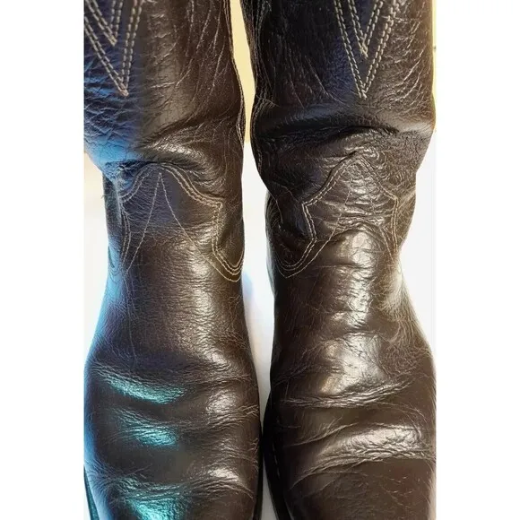 TEXAS Boot Co. Size 8.5 D Black Water Buffalo Western Work Boots Waterproof USA